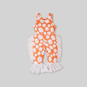 Girls Floral Printed Long Leg Jumpsuit Jumpsuits   