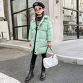 Girls Light Green Solid Puffer Hooded Down Jacket Coats & Jackets Green 2-3 Y