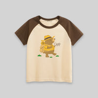 Boys Beige Bear Print Raglan Sleeve T-Shirt Tshirts