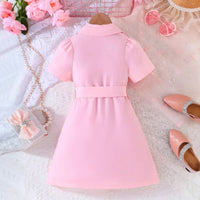 Girls Pink Double-breasted Blazer Dress Casual Dresses