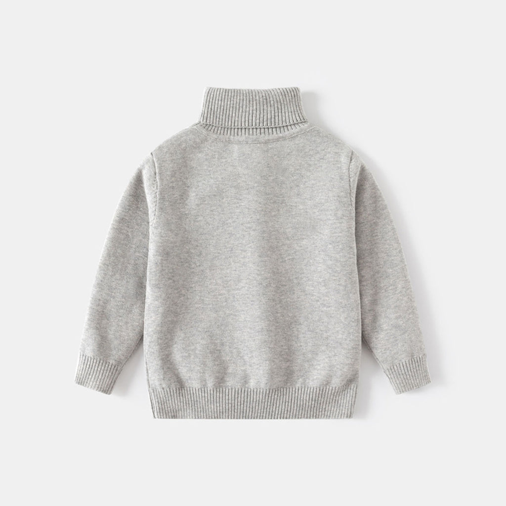 Boys Grey Textured Turtleneck Sweater Sweaters & Cardigans