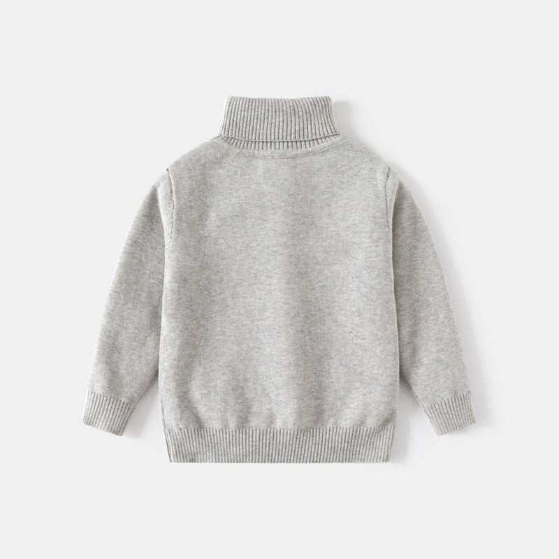 Boys Grey Textured Turtleneck Sweater Sweaters & Cardigans