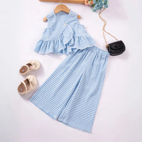 Girls Light Blue Checked Sleeveless Top With Pants Co-ord Sets Sets Light Blue 1-2 Y