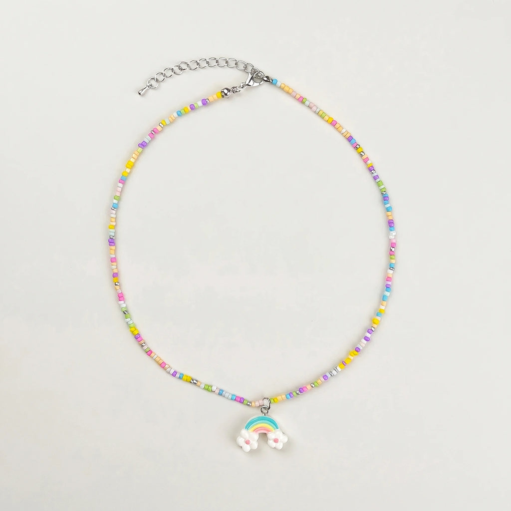 Pack Of 5 Girls Multicolour Butterfly and Rainbow Beaded Necklace Sets Necklace and Chains