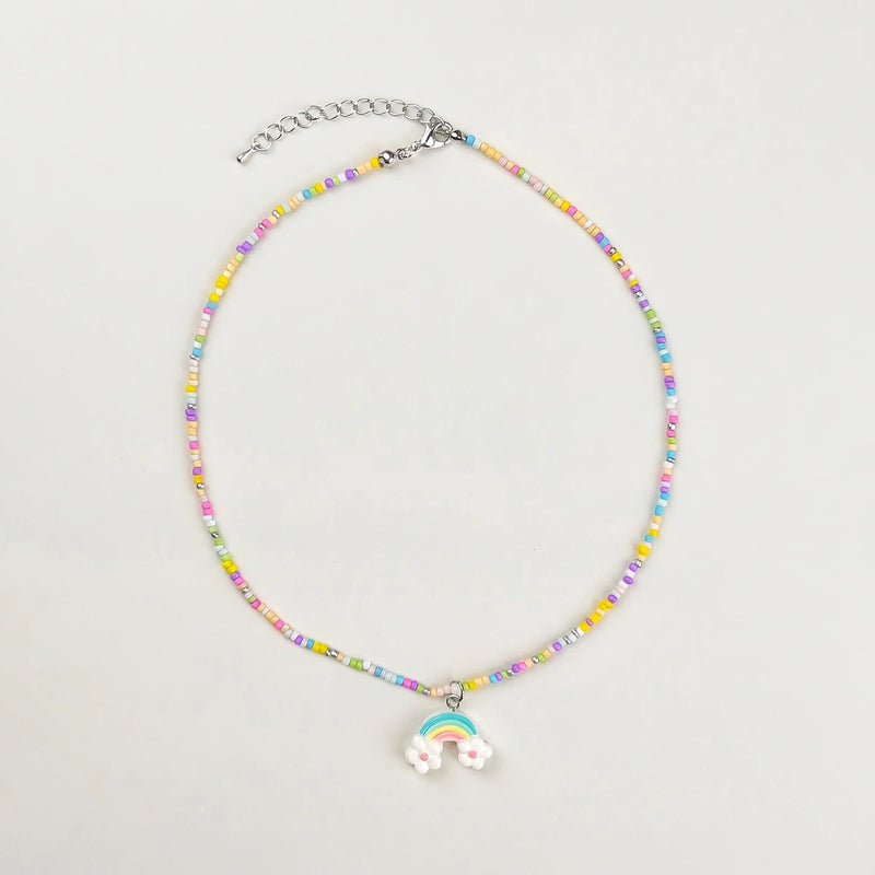 Pack Of 5 Girls Multicolour Butterfly and Rainbow Beaded Necklace Sets Necklace and Chains