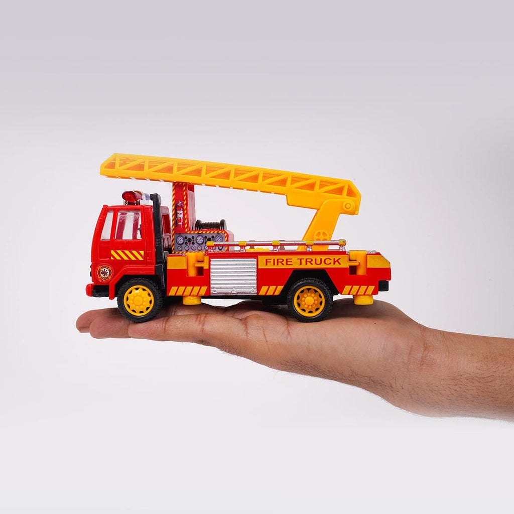 Pull Back Fire Ladder Truck With Rotatable Ladder Toys & Games Red Onesize