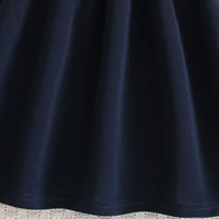 Girls Navy Blue Bow Applique Flutter Sleeve Fit & Flare Dress Casual Dresses
