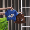 Boys Blue Cartoon Printed Short Sleeves T-shirt With Shorts Set 2 pc. Sets Blue 1-2 Y