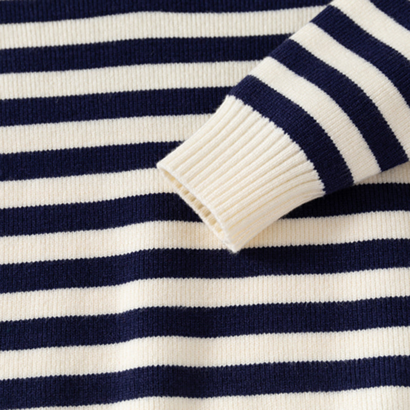 Boys Apricot Polo Sweater With Self-Design Stripe Patterns Sweaters & Cardigans