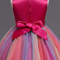 Girls Red Sequin Embellished Fit & Flare Party Wear Dress With Flower Applique Party Dresses
