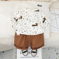 Boys Off White Puppy Printed Short Sleeves T-Shirt With Shorts Set 2 pc. Sets