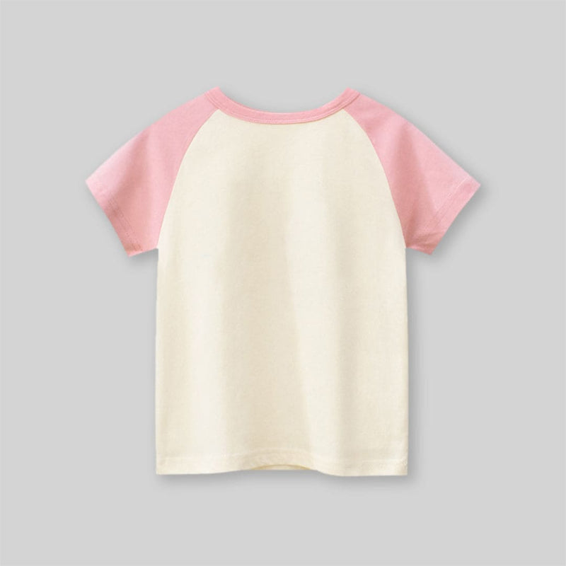 Girls Teddy Print Short Sleeves T-shirt Tshirts   