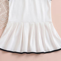 Girls White Peter Pan Collar A-Line Dress Casual Dresses
