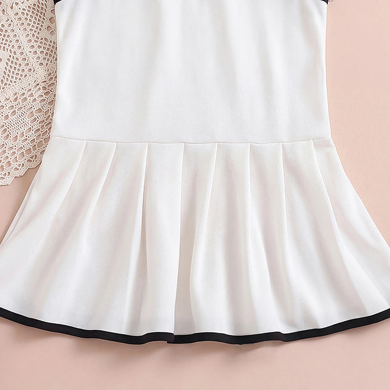 Girls White Peter Pan Collar A-Line Dress Casual Dresses