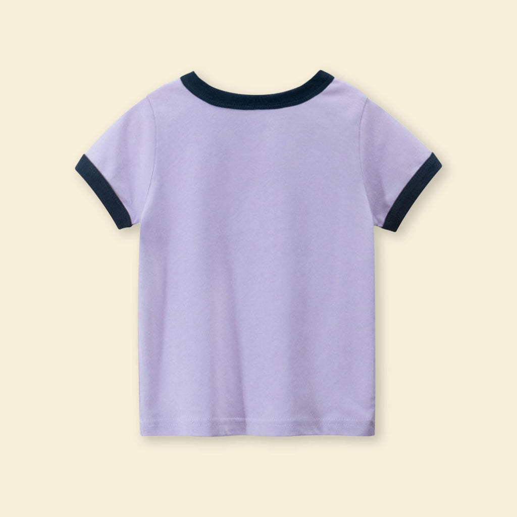 Girls Motif Printed Short Sleeves Casual Tee Tops & T-Shirts