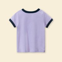 Girls Motif Printed Short Sleeves Casual Tee Tops & T-Shirts