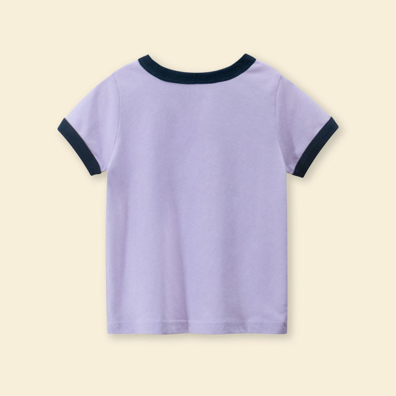 Girls Motif Printed Short Sleeves Casual Tee Tops & T-Shirts