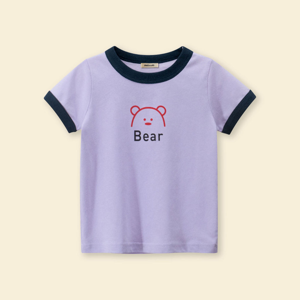 Girls Motif Printed Short Sleeves Casual Tee Tops & T-Shirts
