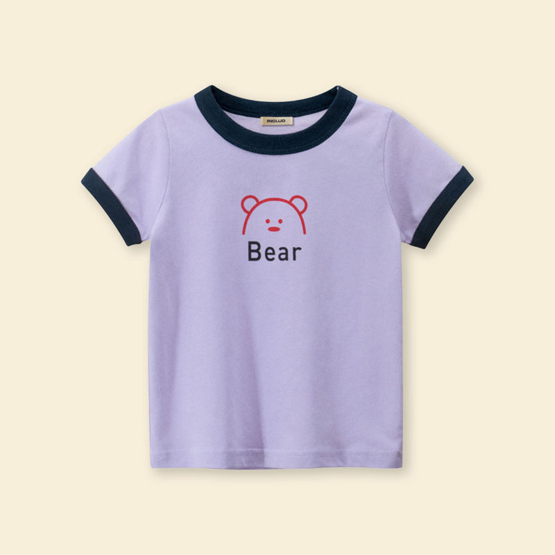 Girls Motif Printed Short Sleeves Casual Tee Tops & T-Shirts