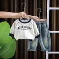 Boys Off White Typographic Printed Sweatshirt With Denim Trousers Sets 2 pc. Sets Off White 1-2 Y