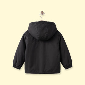 Boys Black Hooded Zip-up Jacket Coats & Jackets