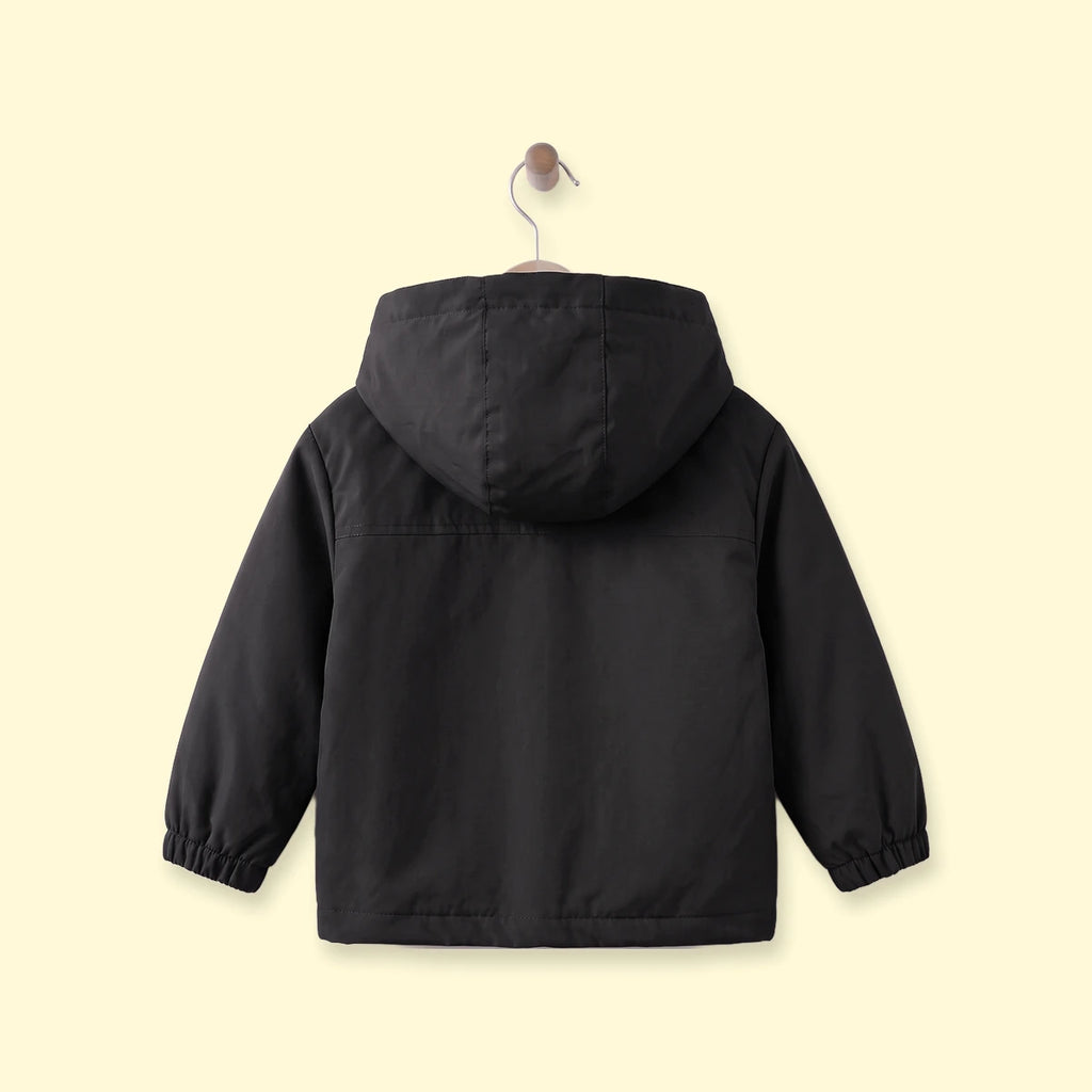 Boys Black Hooded Zip-up Jacket Coats & Jackets