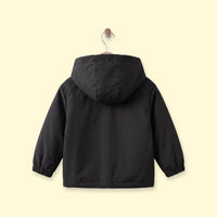 Boys Black Hooded Zip-up Jacket Coats & Jackets