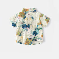 Boys Apricot Abstract Printed Short Sleeves Shirt Shirts