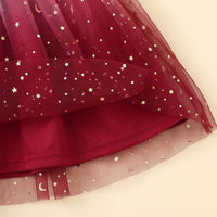 Girls Red Star Print Long Sleeve Fit & Flare Dress Casual Dresses