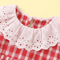 Girls Red Checked Sleeveless Top With Pants Sets 2 pc. Sets