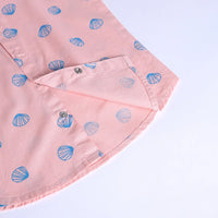 Boys Pink Seashell Printed Short Sleeve Shirt With Printed Elasticated Shorts Sets Sets