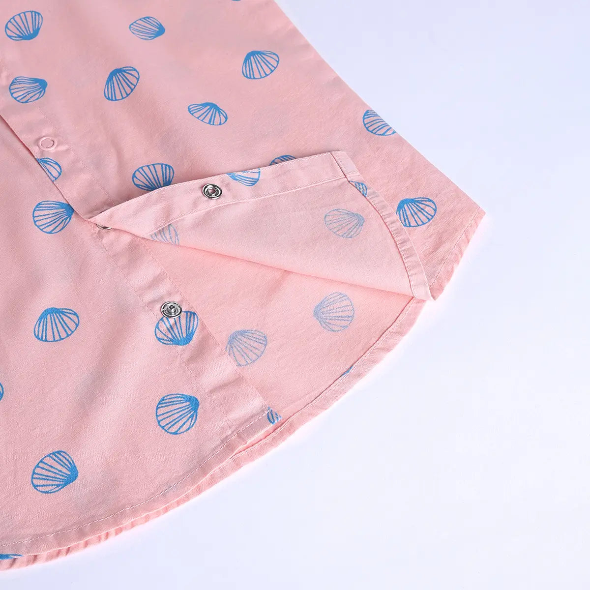 Boys Pink Seashell Printed Short Sleeve Shirt With Printed Elasticated Shorts Sets Sets