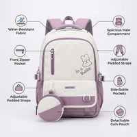 Kids Purple Rabbit Print Multi-Pocket School Backpack Trending Accessories