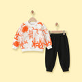 Boys Orange Abstract Printed Sweatshirt With Joggers Sets Sets Orange 1-2 Y