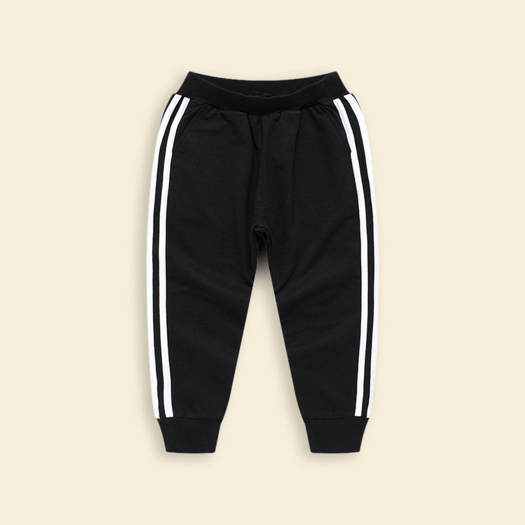 Boys Elasticated Joggers With Double Tape Trackpants & Joggers Black 1-2 Y 