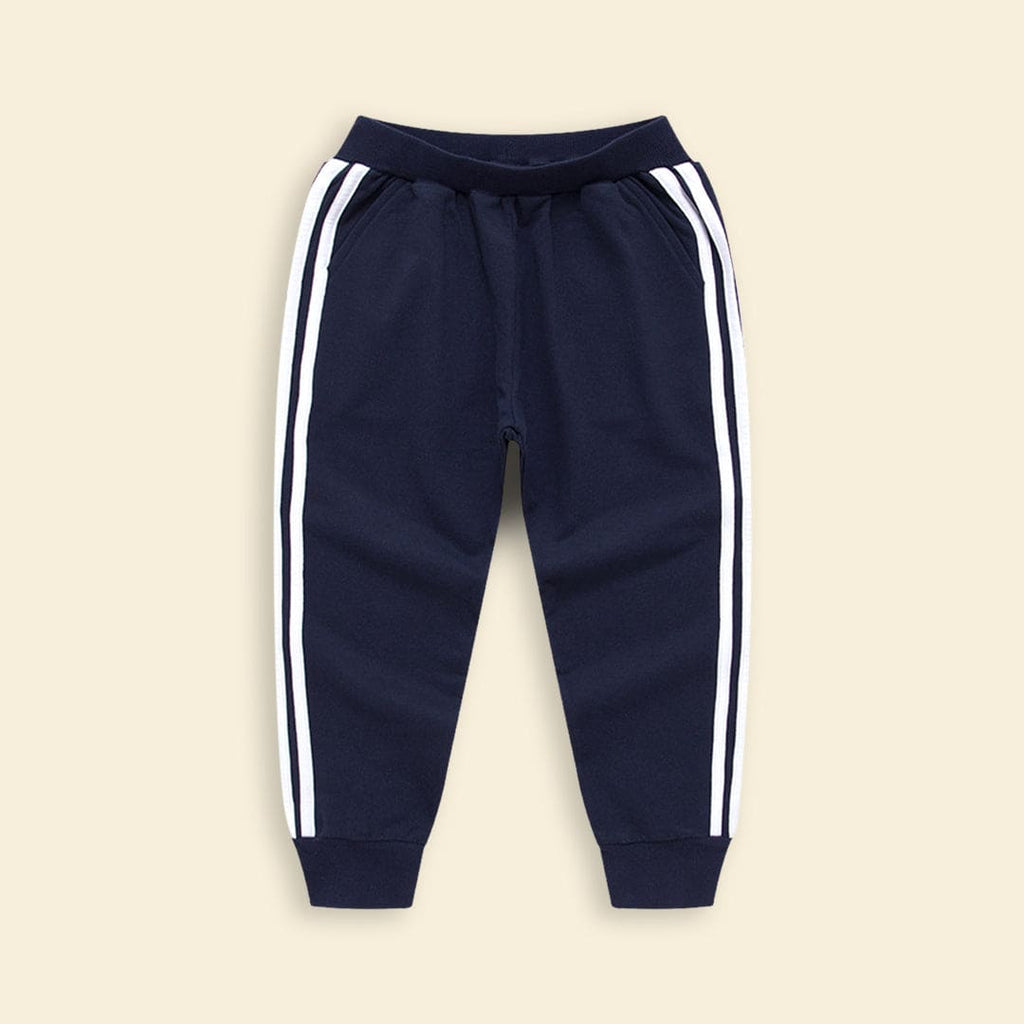 Boys Elasticated Joggers With Double Tape Trackpants & Joggers Blue 1-2 Y 