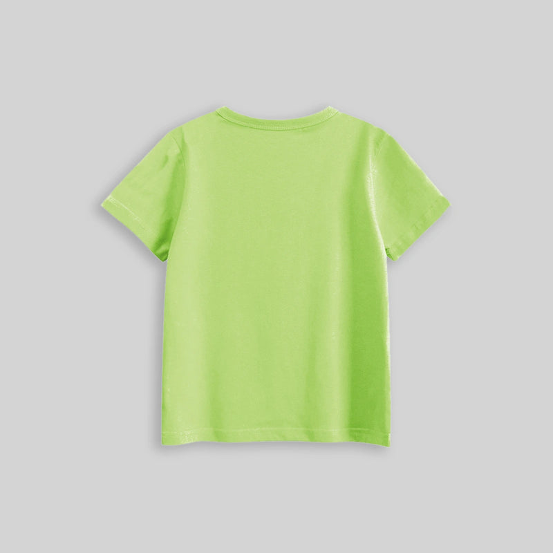 Boys Lime Green Dinosaur Cartoon Printed Short Sleeves T-Shirt Tshirts