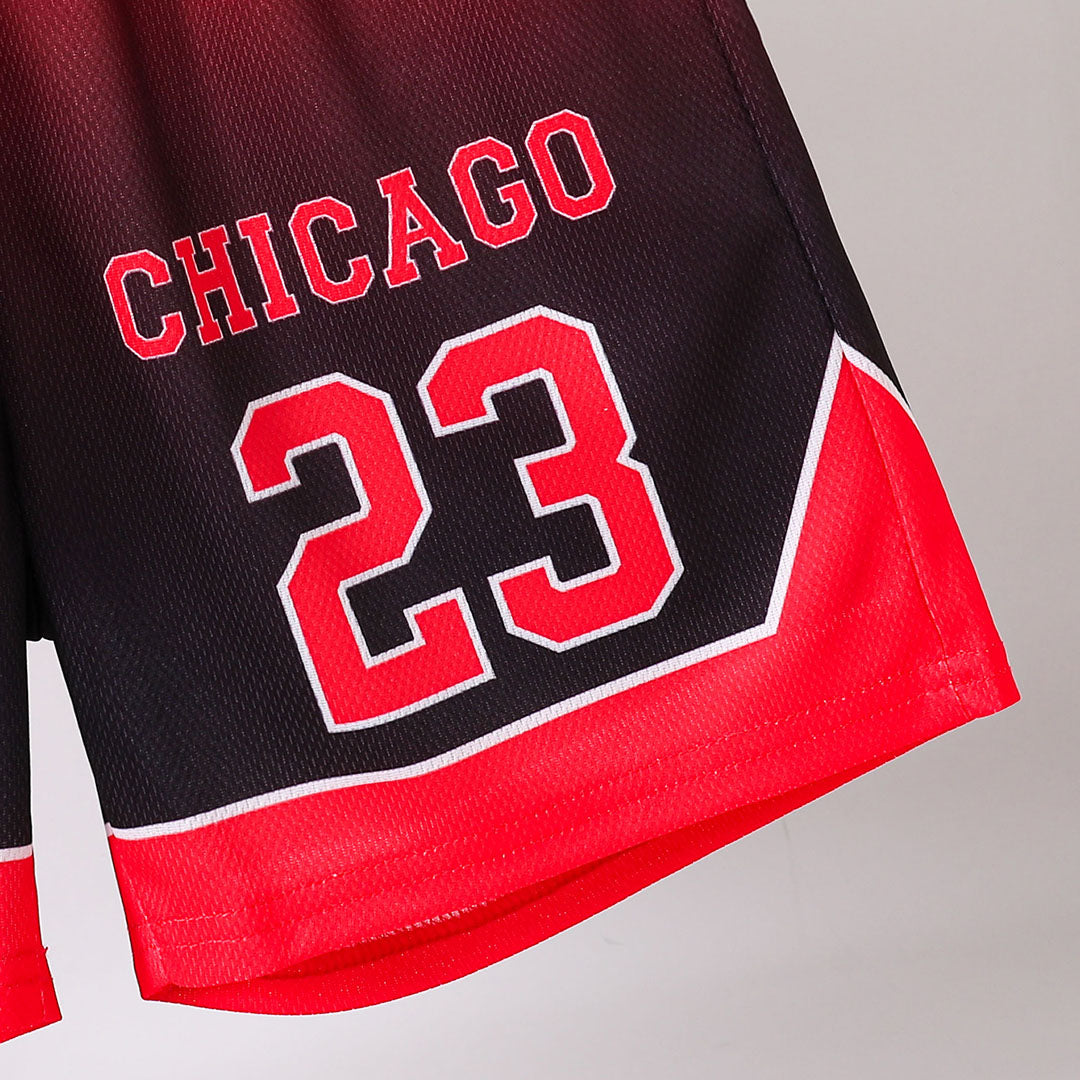 Boys Red Chicago Print Sleeveless T-Shirt With Shorts Set 2 pc. Sets