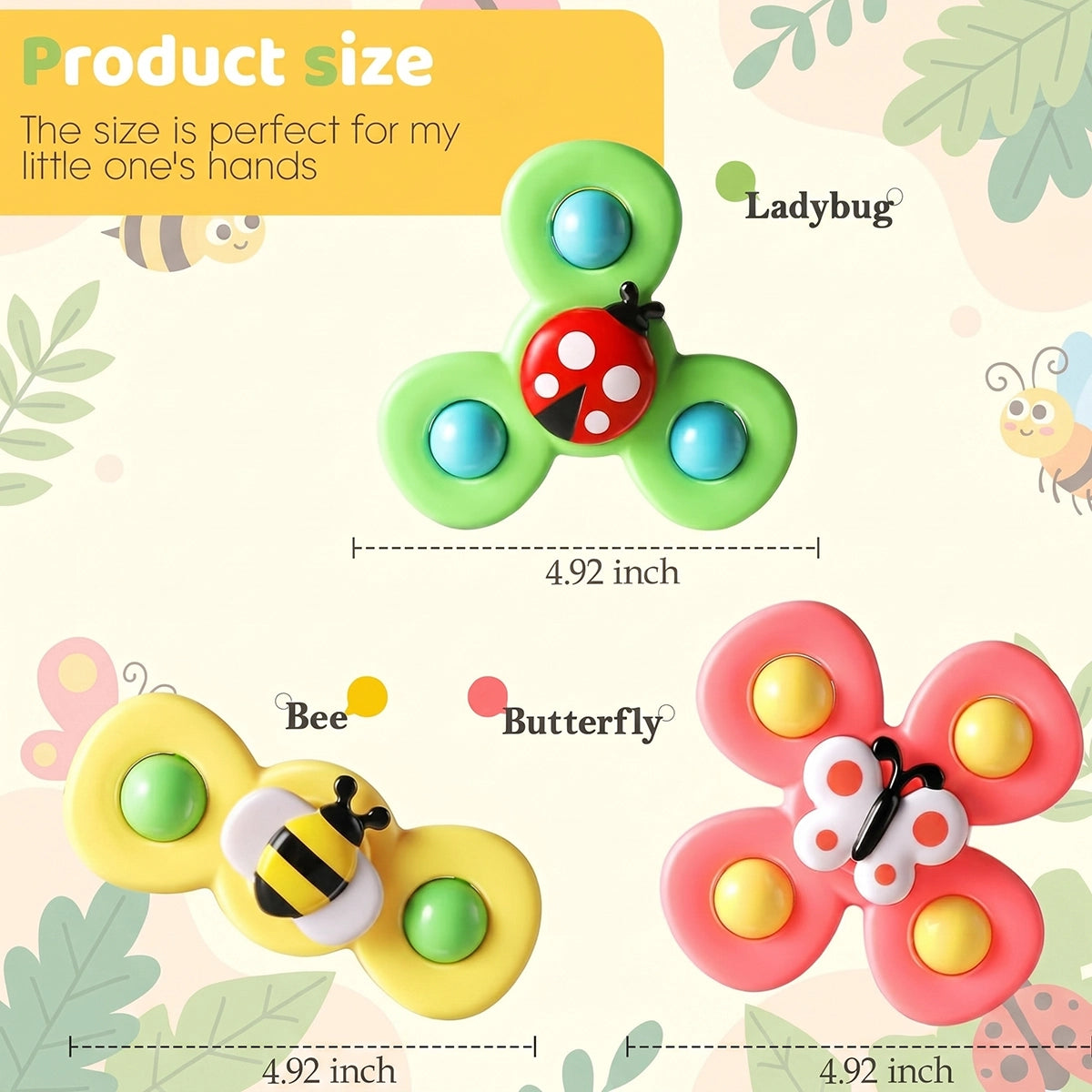 Insect Suction Spinner Toys for Babies | Pack of 3 | INCLUD Trending Accessories