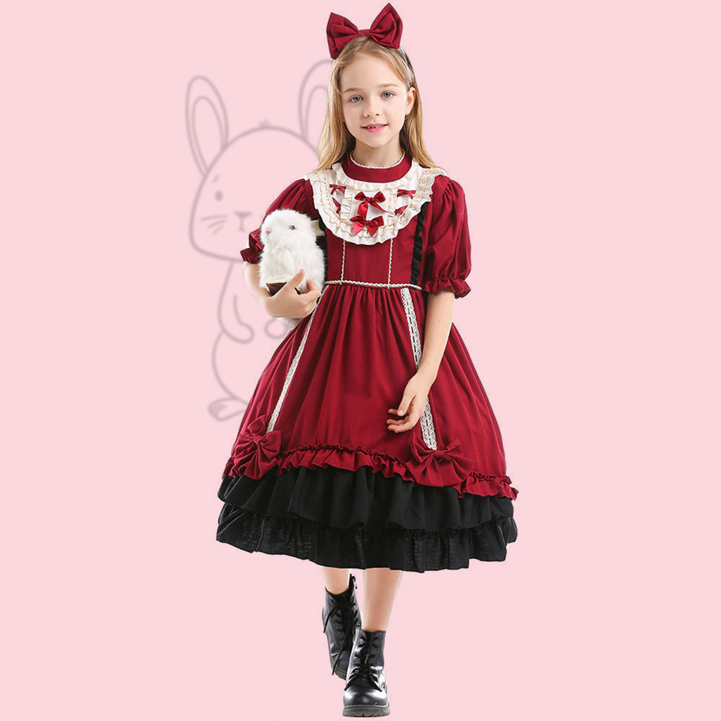 Girls Ruffles Midi Dress Party Dresses Red 2-3 Y 