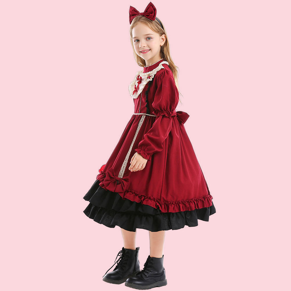 Girls Ruffles Midi Dress Party Dresses   