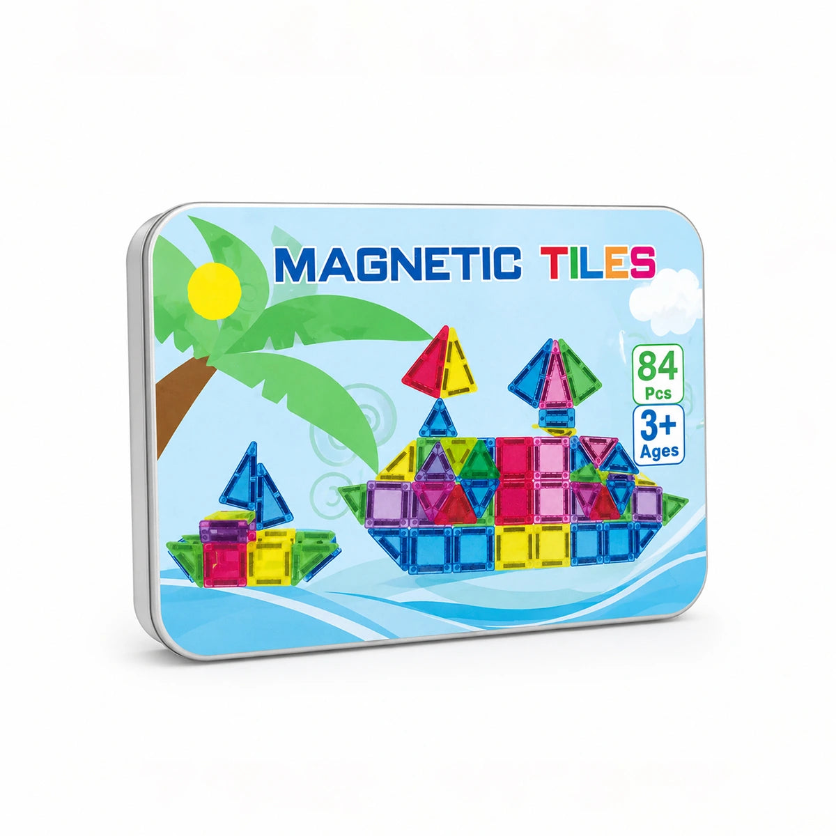 84 PCS Magnetic Tiles Building Blocks Set for Kids Trending Accessories Blue Onesize