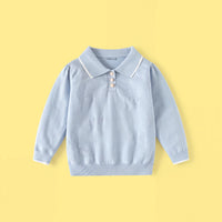 Girls Light Blue Long Sleeve Bow Embellished Polo Sweater Sweaters & Cardigans Light Blue 2-3 Y