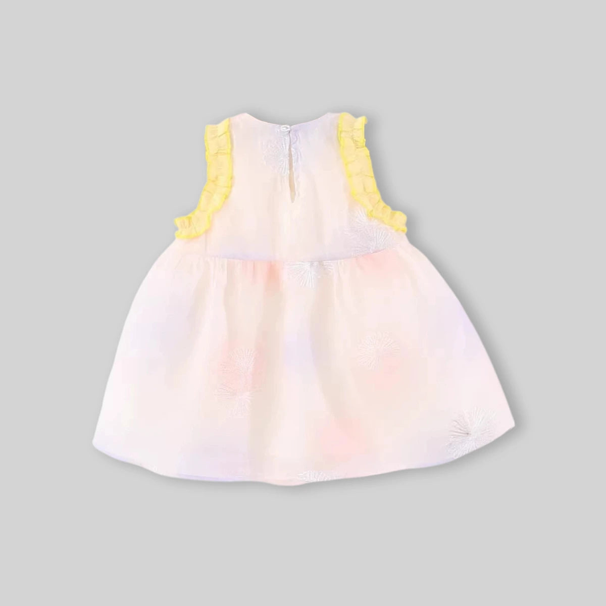 Girls Light Pink Floral Embroidered Sleeveless Fit And Flare Dress Casual Dresses