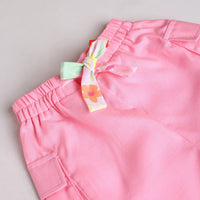 Girls Pink Floral Printed Top With Elasticated shorts Sets 2 pc. Sets