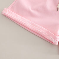 Girls Pink 3D Applique Polo T-shirt With Shorts And Hairclips Set 2 pc. Sets