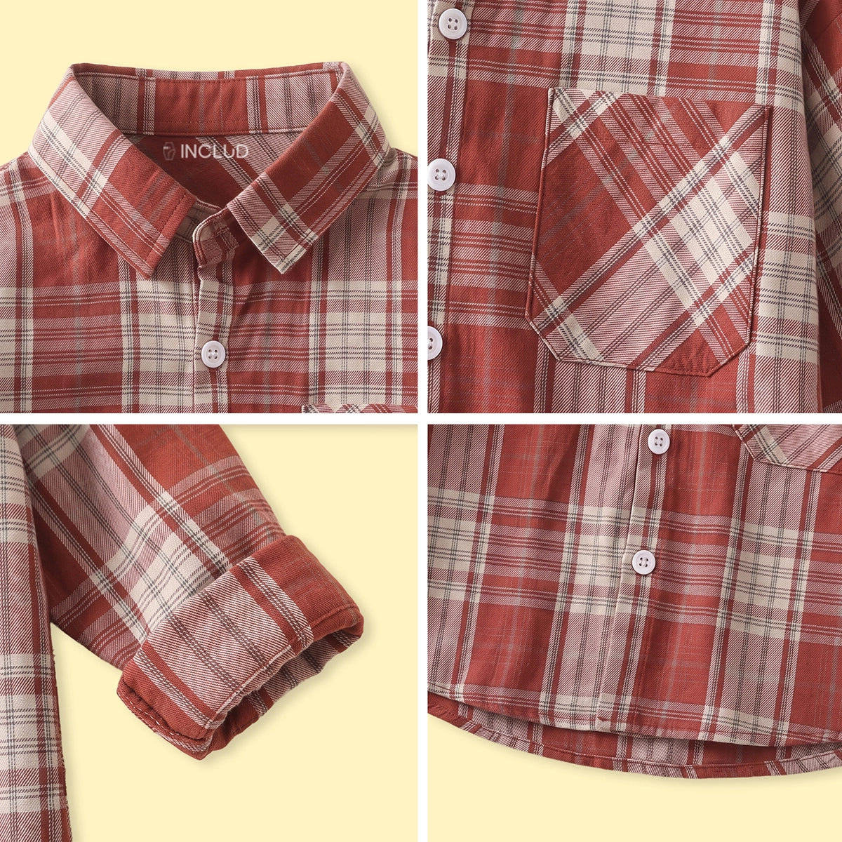Boys Red Checked Long Sleeve Shirt Shirts