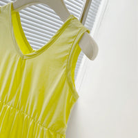 Girls Yellow Sleeveless V-Neck Balloon Dress Casual Dresses