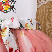Girls Graphic Printed T-Shirt With Floral Skirt Set Sets   