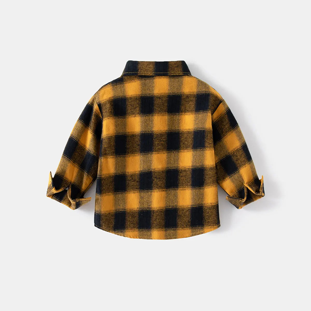 Boys Yellow Checked Flannel Long Sleeves Shirts Shirts